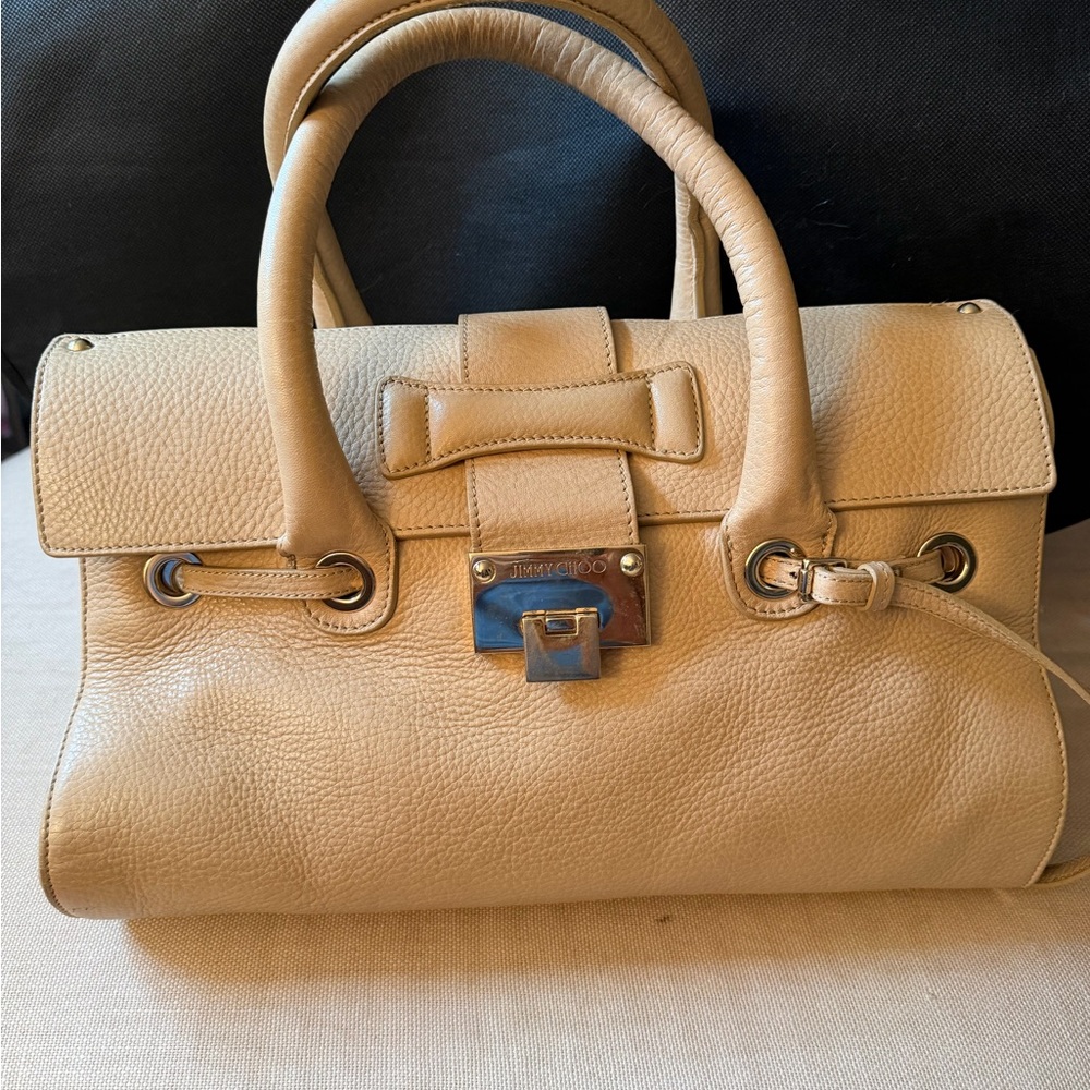 Jimmy Choo Nude Leather Top-Handle or Crossbody Handbag